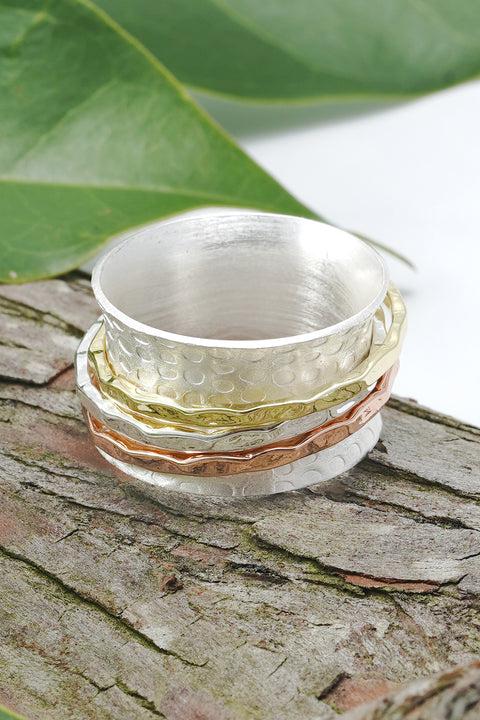 Tri-Tone Handmade Spinner Ring - SF