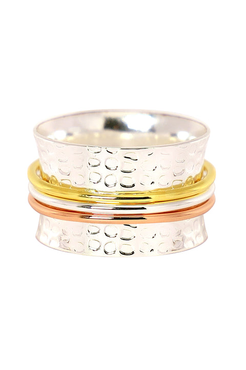 Hammered Tri Color Spinner Ring - SF