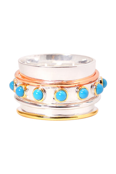 Turquoise & Tri-Tone Spinner Ring - SF