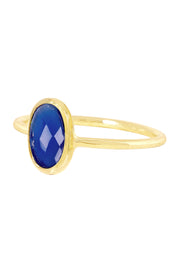 Blue Chalcedony Crystal Petite Oval Ring - GF