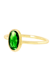 Emerald Crystal Petite Oval Ring - GF