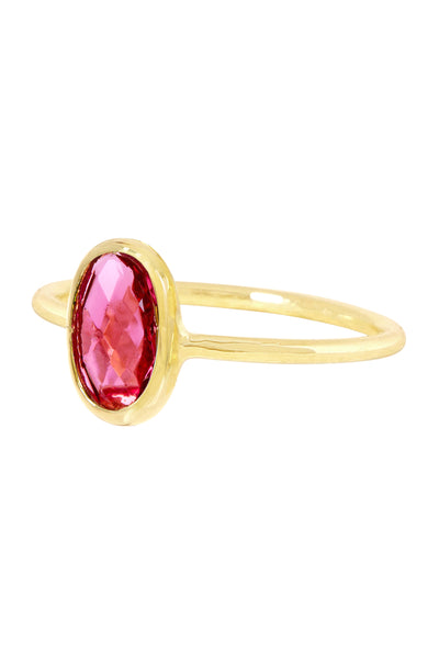 Raspberry Crystal Petite Oval Ring - GF