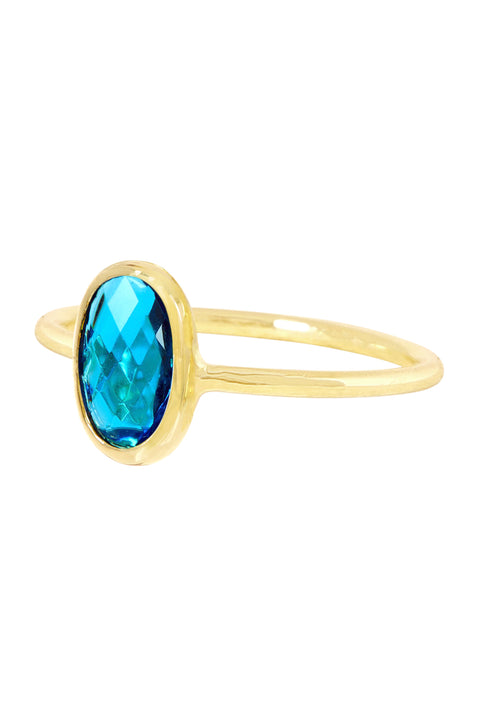 Sky Blue Crystal Petite Oval Ring - GF
