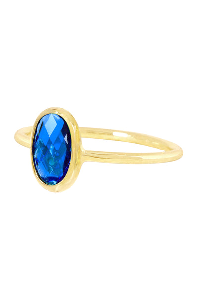 Swiss Blue Crystal Petite Oval Ring - GF