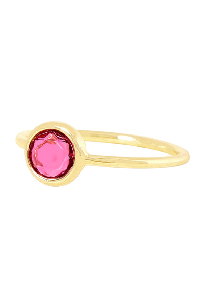 Raspberry Crystal Petite Round Ring - GF