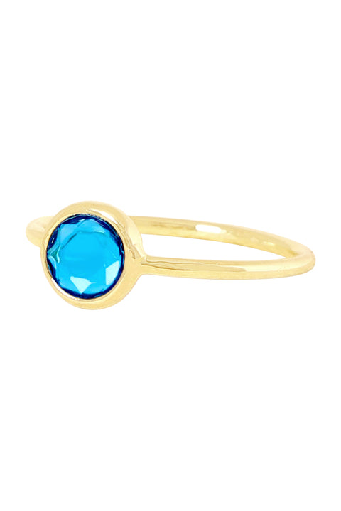 Sky Blue Crystal Petite Round Ring - GF