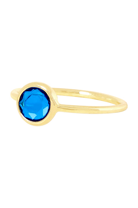 Swiss Blue Crystal Petite Round Ring - GF