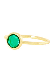 Teal Crystal Petite Round Ring - GF