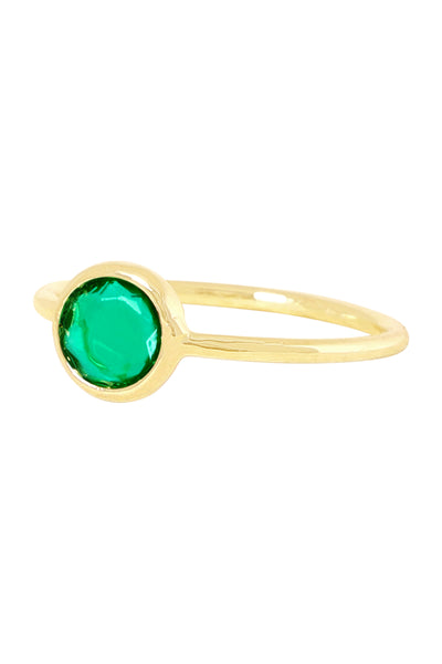 Teal Crystal Petite Round Ring - GF