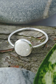 White Druzy Quartz Ring In Silver - SF