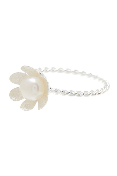 Freshwater Pearl & Handmade Flower Ring - SF