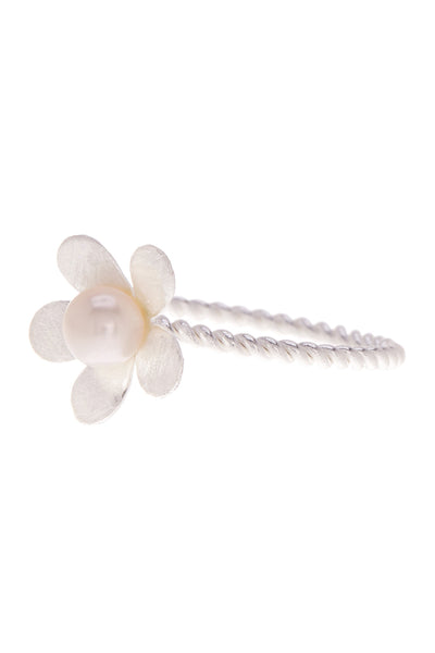 Freshwater Pearl & Handmade Flower Ring - SF