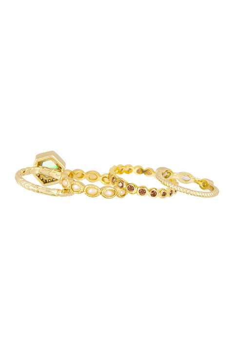 Peridot Crystal Stack Ring Set - GF