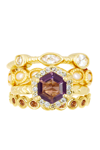 Lavender Crystal Stack Ring Set - GF