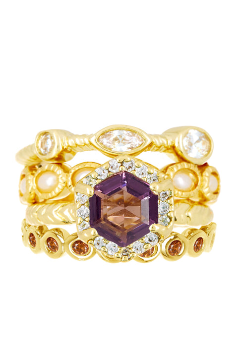 Lavender Crystal Stack Ring Set - GF