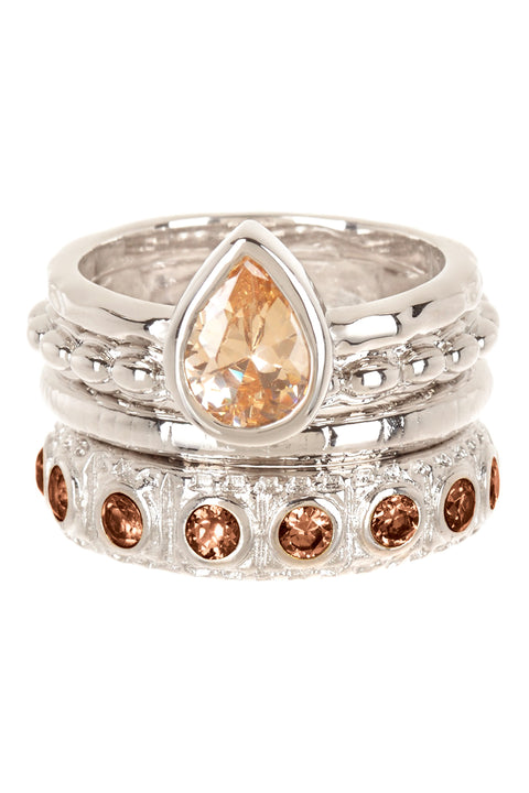 Cubic Zirconia Stack Ring Set - SF