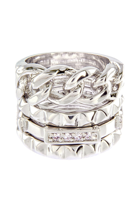 Cubic Zirconia Stack Ring Set - SF