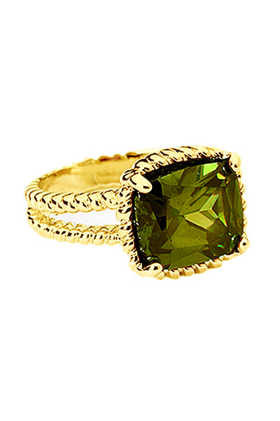 Marquis Statement Ring In Olive CZ - GF