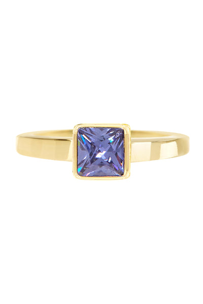 Blue CZ Square Ring - GF