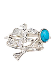 Reconstituted Turquoise & CZ Stack Ring Set - SF