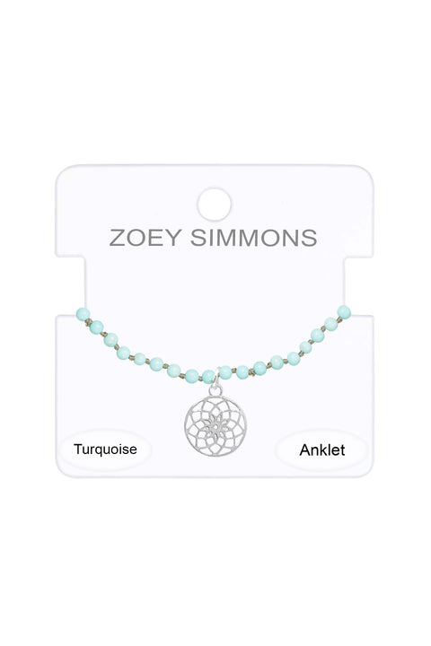 Turquoise & Infinity Charm Anklet - SF