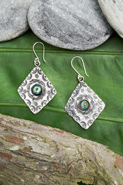 Abalone Textured Drop Earrings - SF