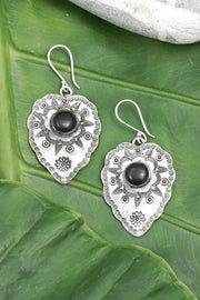 Onyx Hammered Drop Earrings - SF