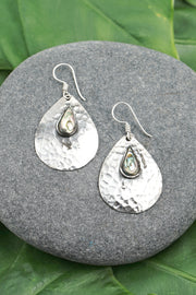 Abalone Hammered Drop Earrings - SF