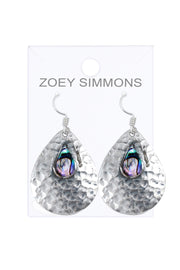 Abalone Hammered Drop Earrings - SF