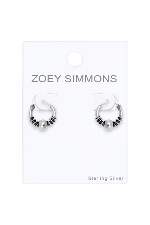 Sterling Silver Bali Hoop Earrings - SS