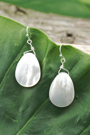 Sterling Silver & Mother Of Pearl Basic Drop Earrings - SS