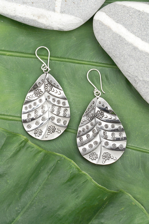 Hammered Floral Earrings - SF
