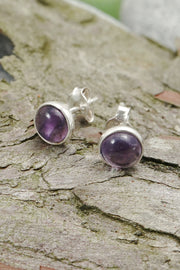 Amethyst Round Stud Earrings - SF