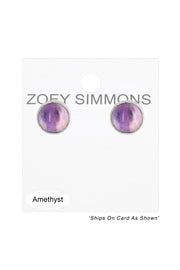 Amethyst Round Stud Earrings - SF