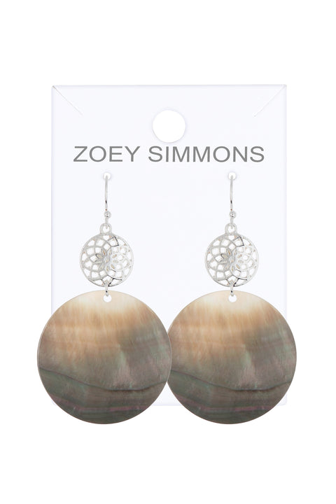 Abalone Infinity Disc Drop Earrings - SF