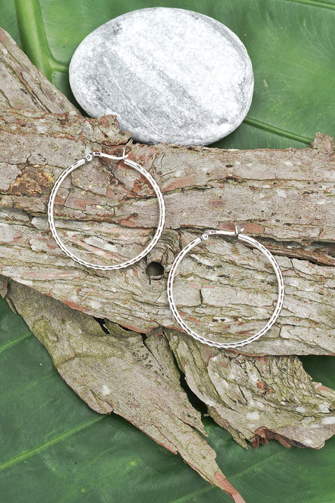 1.5" Dia. Patterned Hoop Earrings - SF