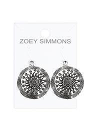 Hammered Flower Disc Earrings - SF