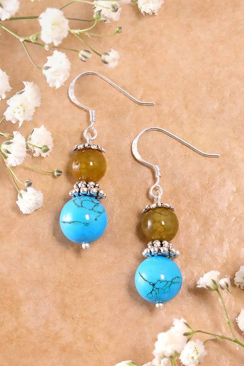 Turquoise Black Hawk Earrings - SF