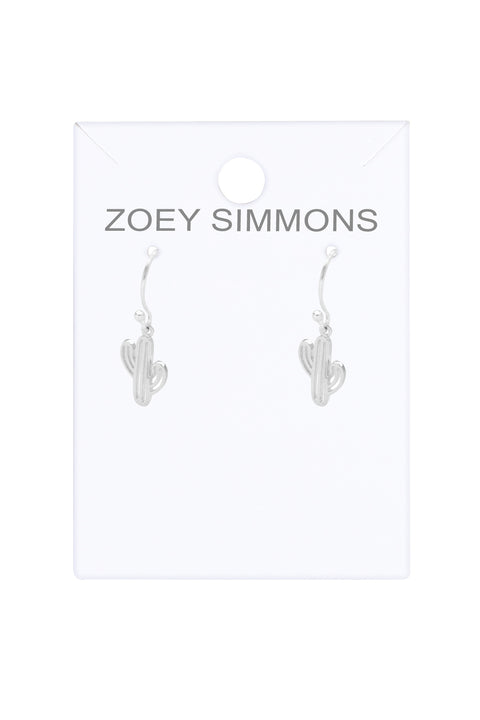 Sterling Silver Cactus Drop Earrings - SS