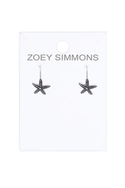 Sterling Silver Oxidized Starfish Earrings - SS