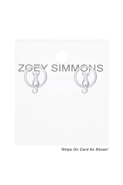 Sterling Silver Kitty Cat Post Earrings - SS