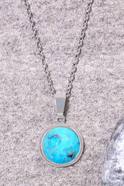 Turquoise Round Pendant Necklace - SF