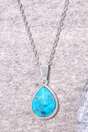 Turquoise Teardrop Pendant Necklace - SF