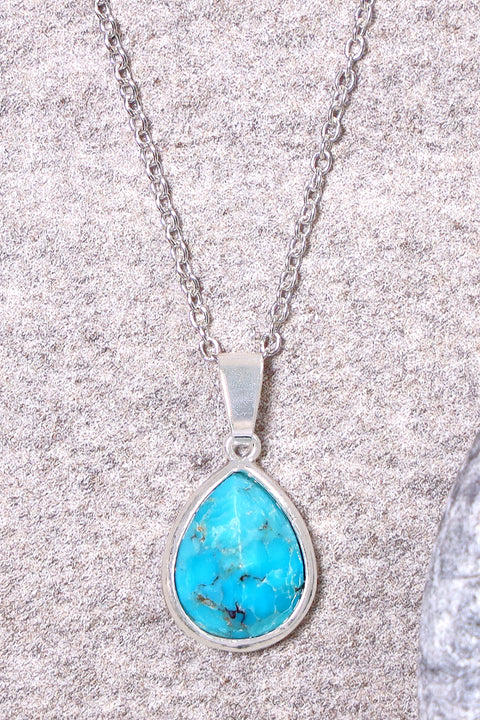 Turquoise Teardrop Pendant Necklace - SF