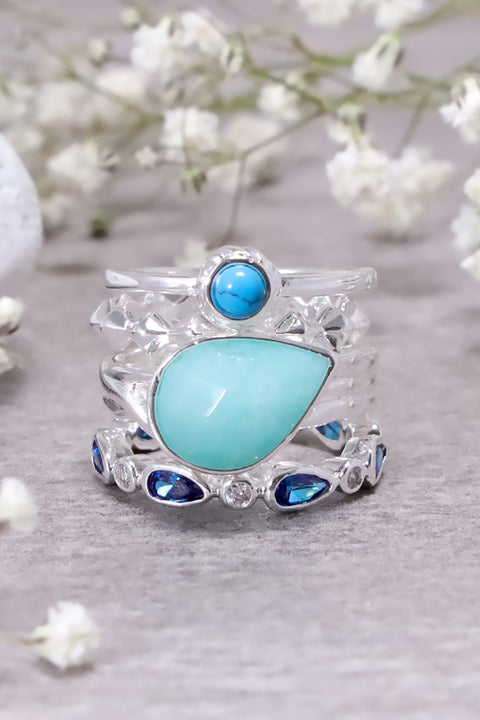Amazonite & Turquoise Stack Ring - SF