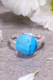 Turquoise Prong Set Round Ring - SF