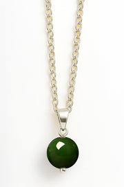 Sterling Silver Natural Hetian Jade Bead Necklace - SS