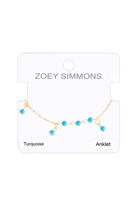 Turquoise Beaded Serena Anklet - GF