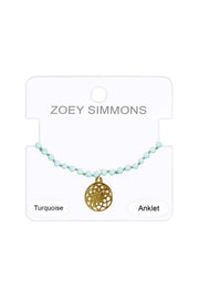 Turquoise & Infinity Charm Anklet - GF