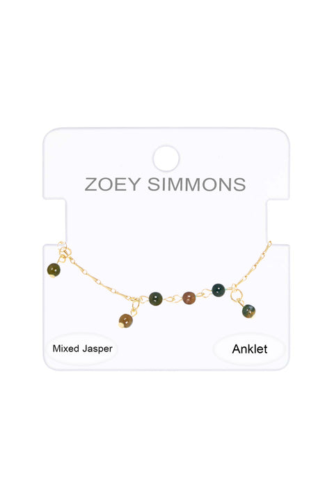 Mixed Jasper Beaded Serena Anklet - GF